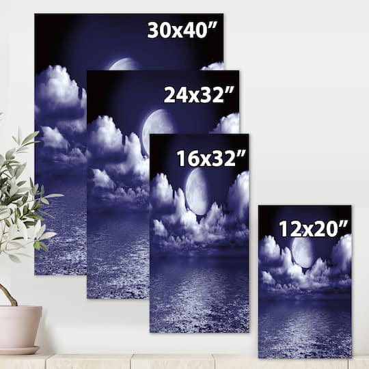 Designart - Full Moon In Cloudy Night Sky V